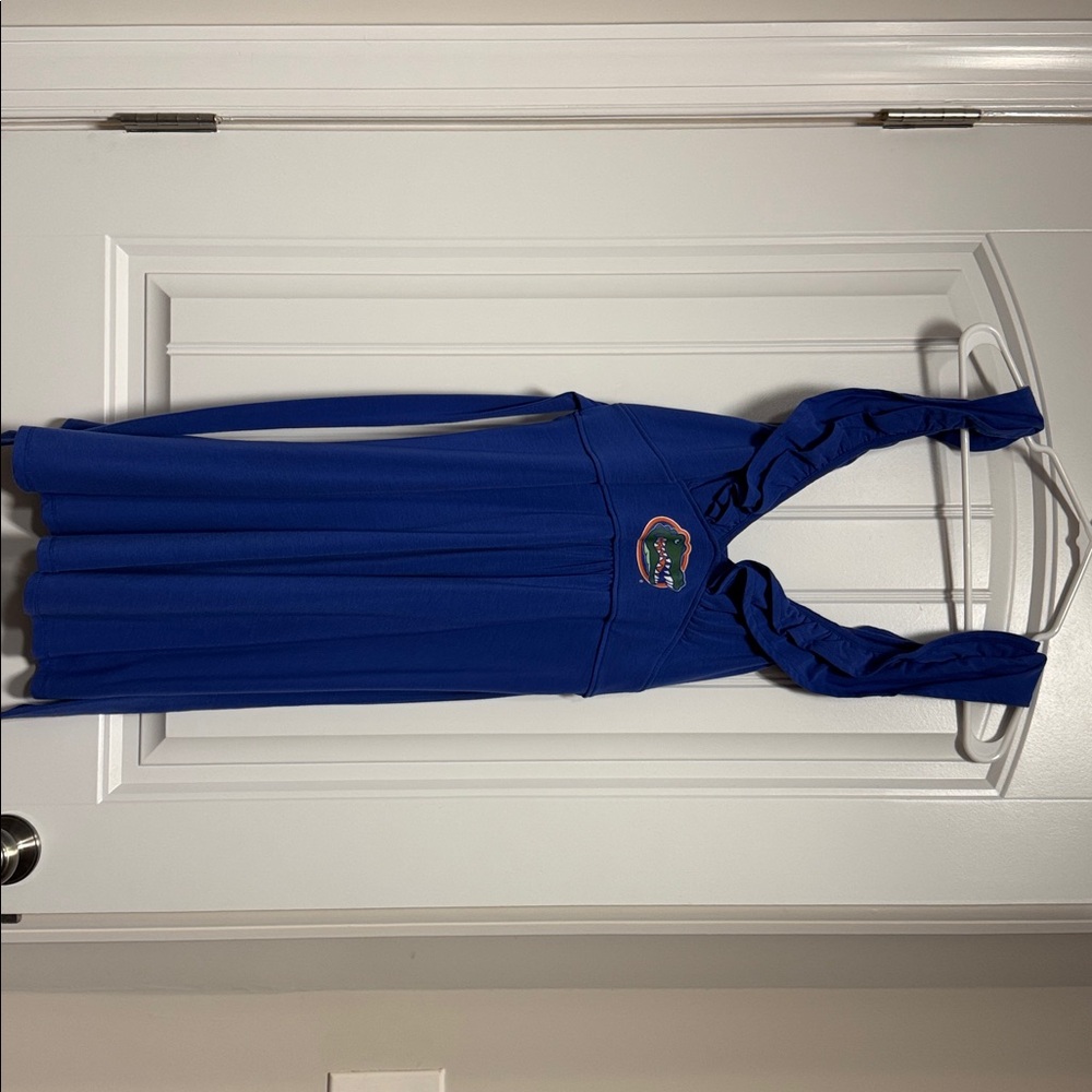 Blue Sleeveless Dress with Logo